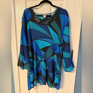 Catherines Blue and Black Geometric Tunic